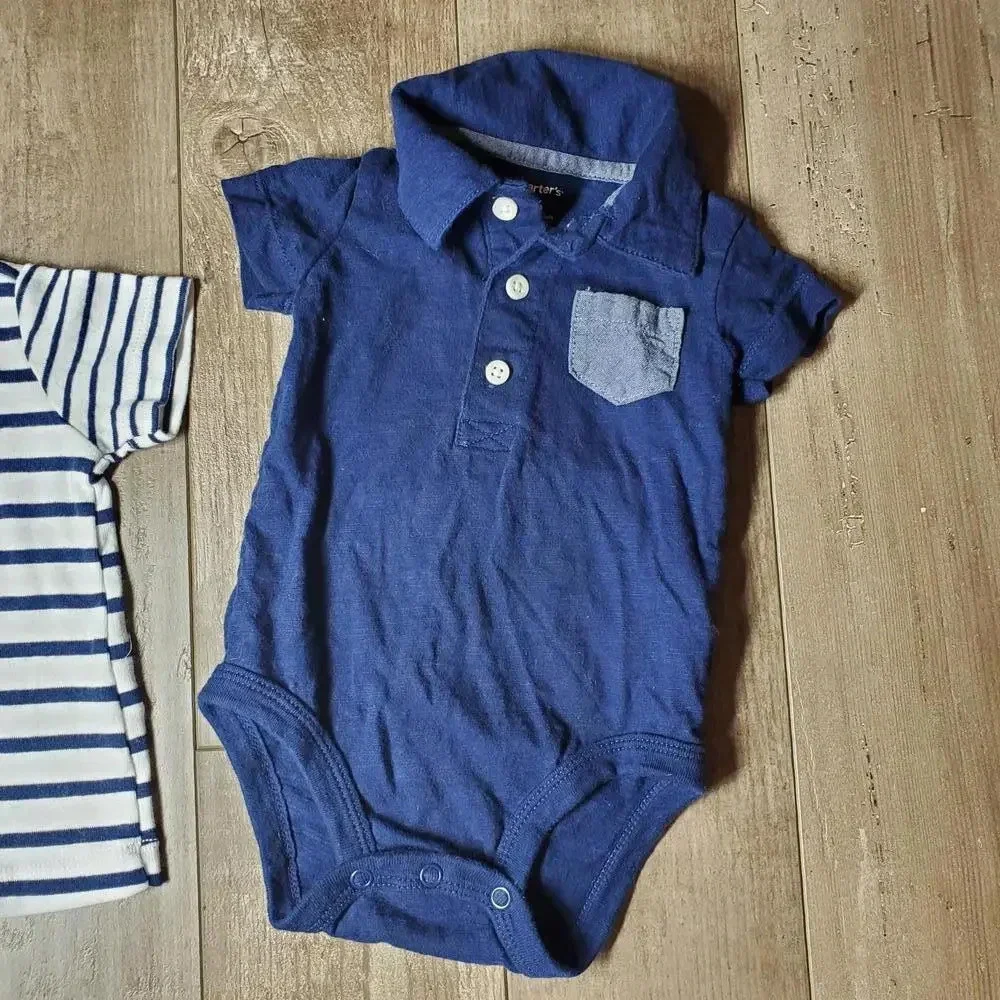 Carter's Size 6m Baby Boy Top Bundle 3 pieces Red Blue White EUC